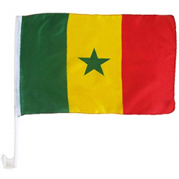 Factory selling car window Senegal flag with plastic pole