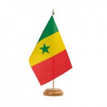 Senegal table flag with metal base Senegal desk flag with stand