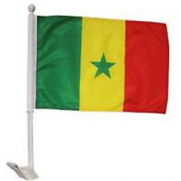 venta al por mayor digital impreso poliéster senegal banderas de la ventana del coche
