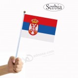 工場価格安いワールドカップファン14x21cmまたは他のサイズのセルビア手振る旗