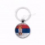 Hot sale serbia football keychain and serbia flag key ring