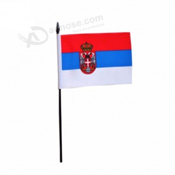 Personalizado 100d poliéster 15x10 cm 14x21 cm 20x30 cm 30x45 cm sérvia bandeiras de mão para a copa do mundo