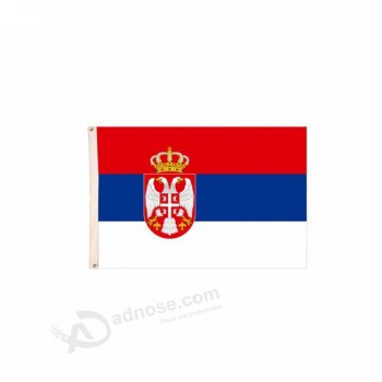 Drapeau en polyester de Serbie personnalisé 5 * 3 FT suspendu en plein air