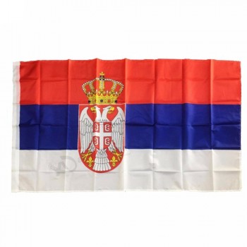 Atacado 3 * 5FT poliéster impressão em seda pendurado sérvia bandeira nacional todo o tamanho país bandeira personalizada