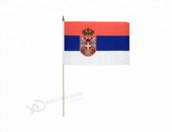 banderas del mundo de serbia 100d poliéster agitando a mano banderas