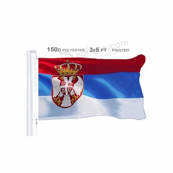 Prix Bas Prix En Gros Drapeau National Extérieur Suspendu Personnalisé 3x5ft Impression Polyester Serbie Drapeau