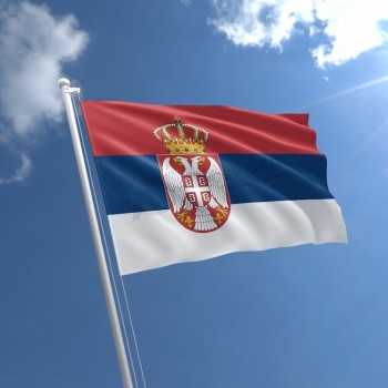 Para venda 100% poliéster copa do mundo barato bandeira da sérvia