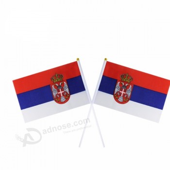 Wholesale promotion 14*21cm Serbia waving hand held flag