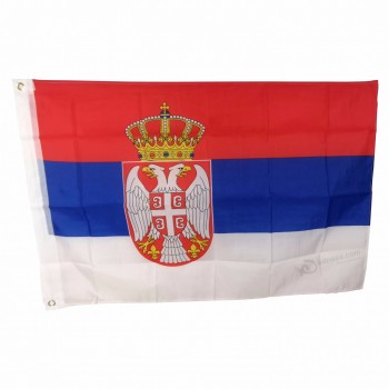 Atacado 100d material de tecido de poliéster 3x5 país nacional personalizado bandeira da sérvia