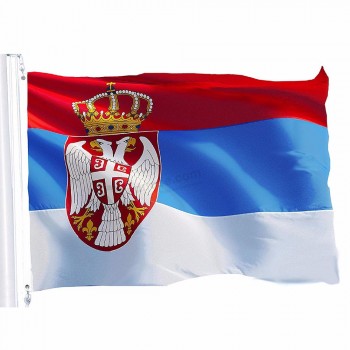 Bandeira nacional da sérvia por atacado quente 3x5 FT bandeira de 150x90cm - cores vivas e UV resistente ao desbotamento - poliéster da bandeira da sérvia