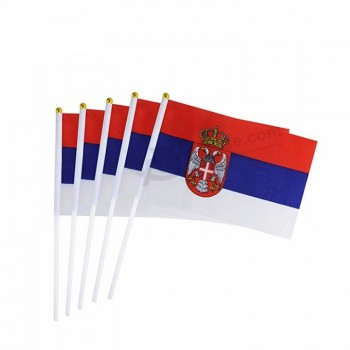 10 * 15 cm mini poliéster corte por calor copa del mundo serbia bandera de mano