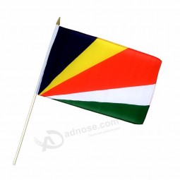 Wholesale Small Size Polyester Seychelles Hand Held Wave Flag