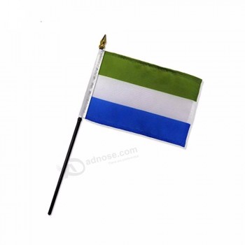Vente chaude Sierra Leone bâtons drapeau national 10x15cm taille main agitant drapeau
