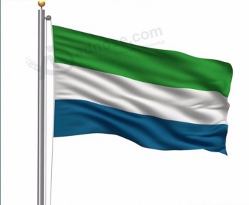 Qualité Polyester National Pays vert blanc bleu drapeau de la Sierra Leone