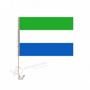 Porzellanfabriklieferant strickte Polyester Sierra Leone-Autofensterflagge