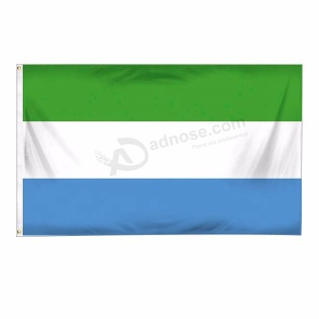 Impression numérique taille personnalisée 2x3ft 4x6ft 3x5ft Polyester Tissu Drapeau national de la Sierra Leone