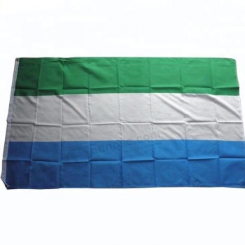 100 % polyester imprimé 3 * 5 pieds drapeaux de la Sierra Leone