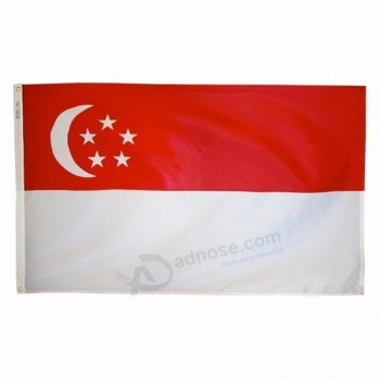 impresión de poliéster 3 * 5 pies fabricante de la bandera del país de Singapur