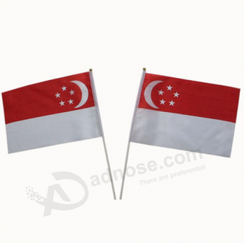 Singapur-Staatsangehörighandmarkierungsfahne Singapur-Landstockmarkierungsfahne