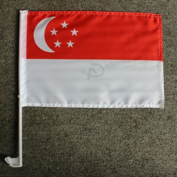 bandera del coche de Singapur con asta de bandera / bandera de la ventana del coche de Singapur