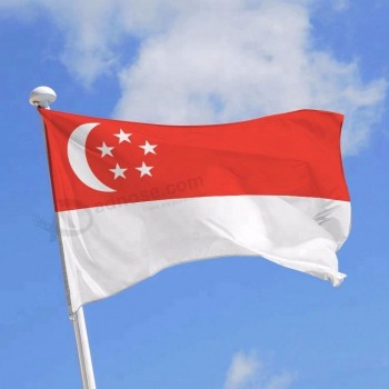 fabricant en gros polyester 90 * 150cm Singapour bannière nationale