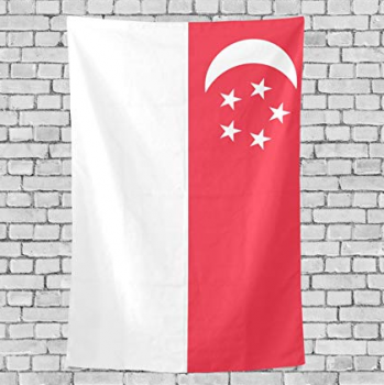 Drapeau mural national de Singapour en polyester de taille personnalisée