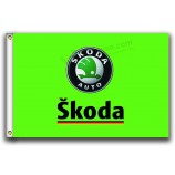 skoda flags banner 3x5ft-90x150cm 100% polyester, leinwand kopf mit metallöse, innen und außen verwendbar