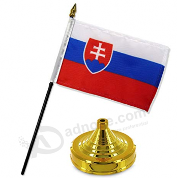 Высококачественный настольный флаг Словакии с флагштоком из цинкового сплава
