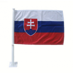 Factory selling car window Slovakia flag with plastic pole