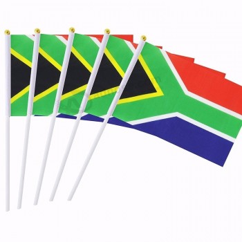 Haute qualité vente chaude personnalisé imprimé drapeau à la main Afrique du Sud