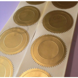 Customized high quality self adhesive embossed foil seal sticker