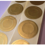 etiqueta adhesiva personalizada de alta calidad con sello de aluminio en relieve
