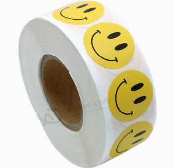 Popular cheap adhesive circle paper cute emoji stickers