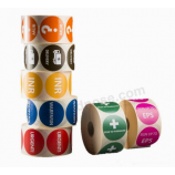 hoogwaardig gecoat papier rollende cirkel afdrukken sticker etiketten