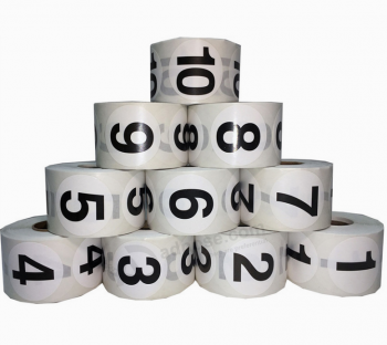 Glossy white paper round serial number labels & stickers printing