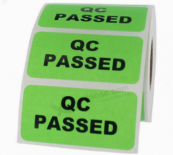 custom populaire zelfklevende goedkope papier qc pass stickers