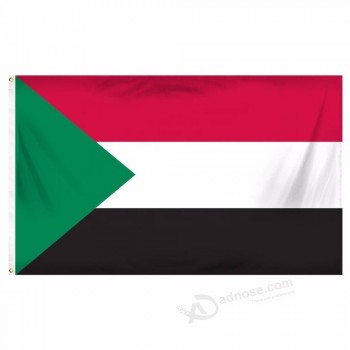 Drapeaux de vente chaude Personnalisé imprimé numérique 3x5ft Grand drapeau Polyester Drapeau national du Soudan
