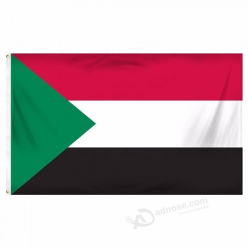 Venta caliente banderas personalizadas impresas digitalmente 3x5ft bandera grande poliéster bandera nacional de sudán