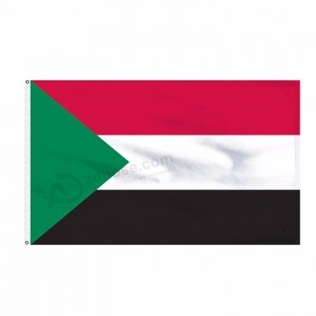 a fábrica da china fornece diretamente a bandeira nacional do sudão do poliéster 3x5ft