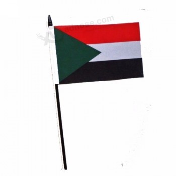 Mini drapeau du Soudan imprimé à la main imprimé pas cher avec mât
