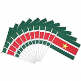 Heiße verkaufenfan-Surinam-Handwellenartig bewegende Stockflagge