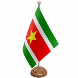 Office Decorative Suriname Table Top Flag with Base