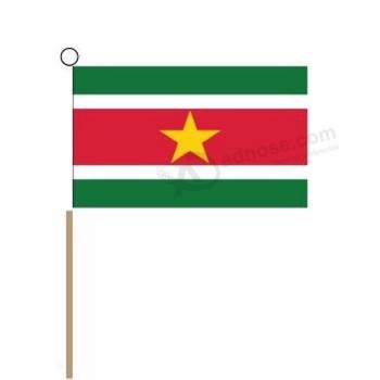Wooden Pole And Plastic Pole Country Surinam Hand Held Wave Flag