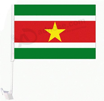 Fabrik, die Autofenster-Suriname-Flagge mit Plastikpfosten verkauft