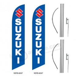 Drapeau en plumes Suzuki Swooper, kit avec poteau de 15 pi et crampon de sol, drapeau de 2 pi 5 1/2 po l x 11 pi 3/4 po h, couleur, 2 kits