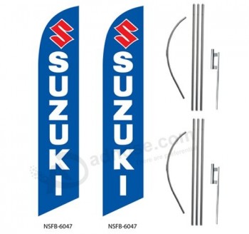 bandera de plumas de swooper suzuki, kit con 15 'polo y punta de tierra, 2' 5 1/2 