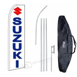 Ensemble complet de drapeau et de mallette en plumes « Suzuki Logo » de 12 pieds.Comprend un drapeau de 12 pieds, un poteau de 15 pieds, un crampon au sol