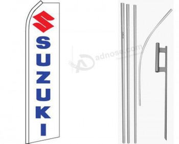 MWS Suzuki wit / blauwe vlag met vlag en 16ft vlaggenmast kit / grondpen