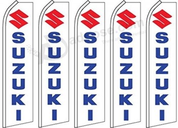 5 Swooper flattern Federn Fahnen Suzuki Logo blau rot weiß