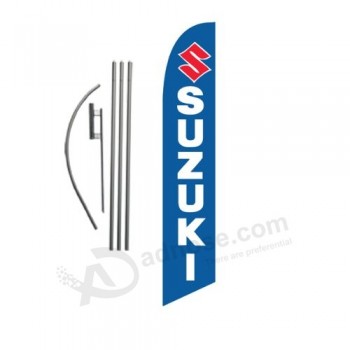 Kit de bandera de swooper de 15 pies de plumas suzuki personalizado - incluye KIT de poste de 15 pies con punta de tierra